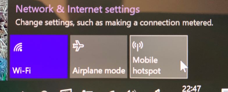 windows10 mobile hotspot
